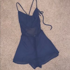 Blue cowl neck romper